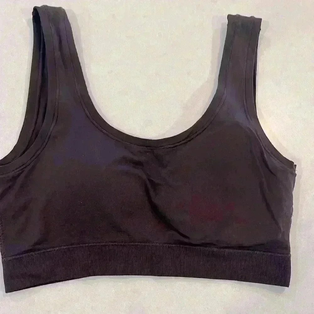 Nordstrom Womens Bralette XS Chocolate Brown Light Padding Wide Straps Sporty